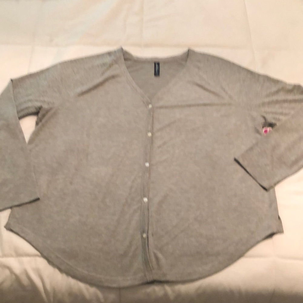 Gray Button-Up Comfy Sleepwear